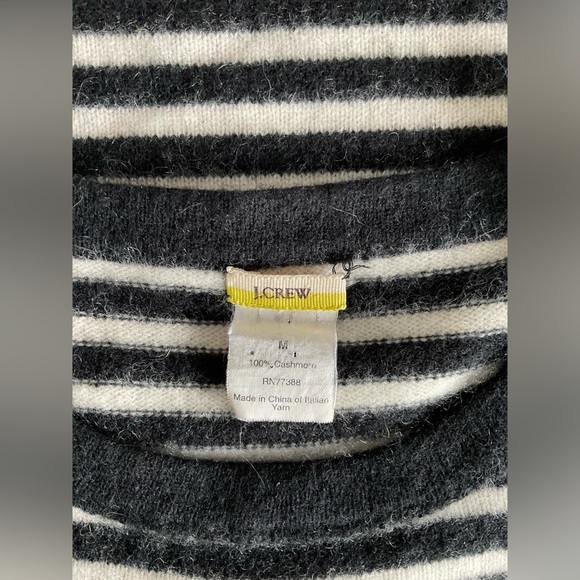 J. Crew Fitted Ribbed Black and Cream Long Sleeve Tee - Picture 4 of 5